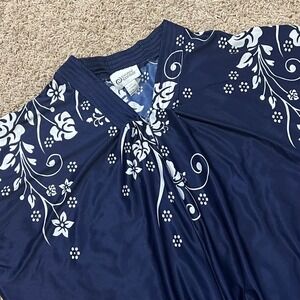 Cozee Corner Vintage Navy Floral Print Kaftan Lounger Dress MuuMuu Women's 1X